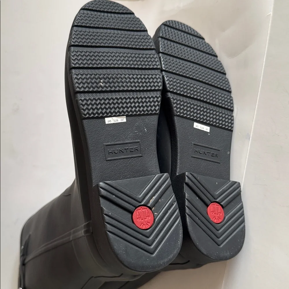 Hunter Womens Original Black Refined Back Strap Tall Rain Boots size 7 - Picture 11 of 12